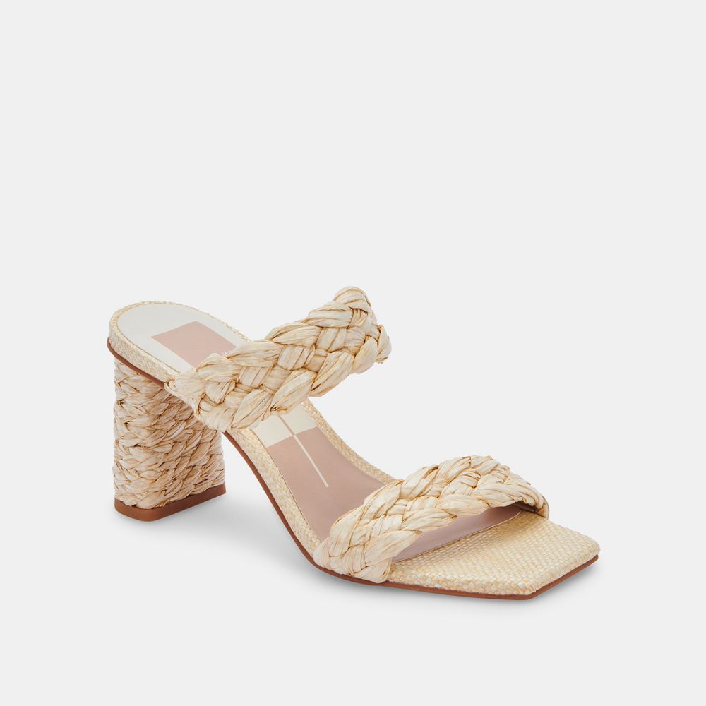 Dolce Vita Paily Raffia Raffia Women Heels Sandals Cream | US-134270PVJ