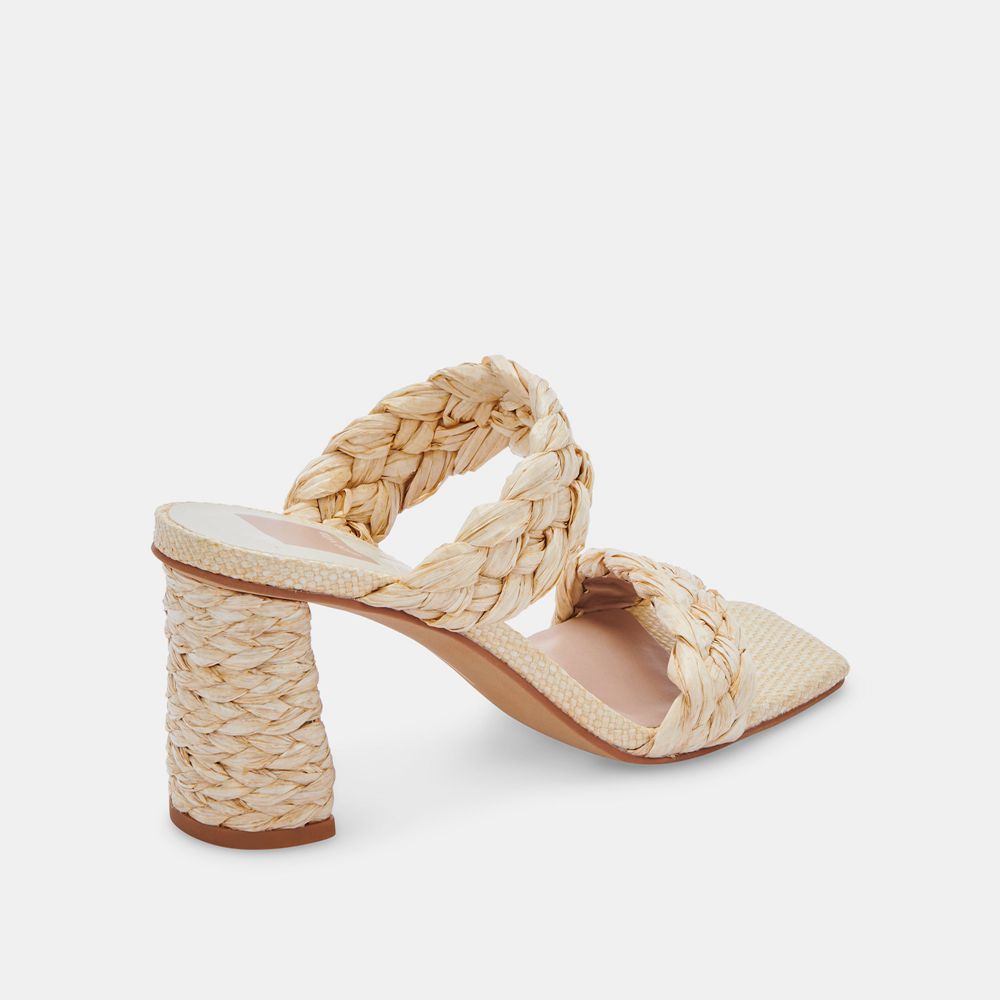 Dolce Vita Paily Raffia Raffia Women Heels Sandals Cream | US-134270PVJ