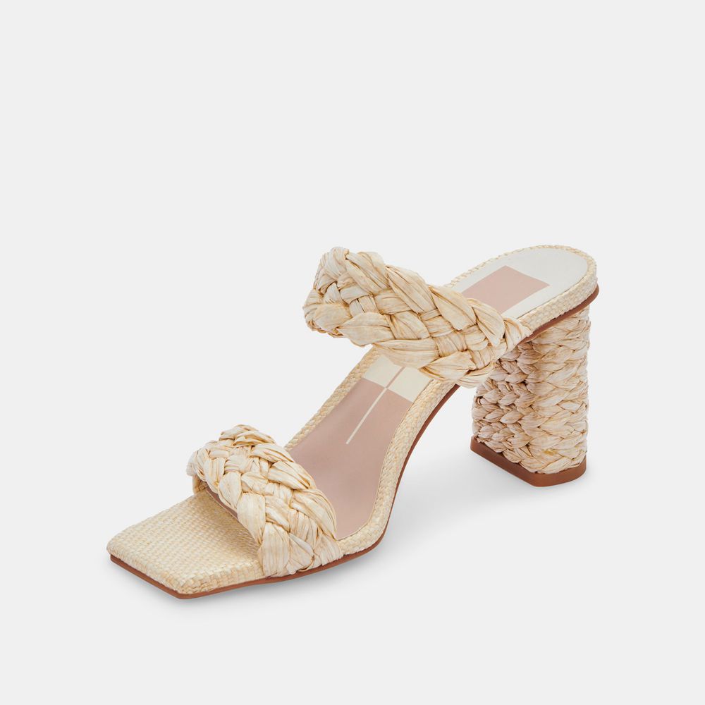 Dolce Vita Paily Raffia Raffia Women Heels Sandals Cream | US-134270PVJ