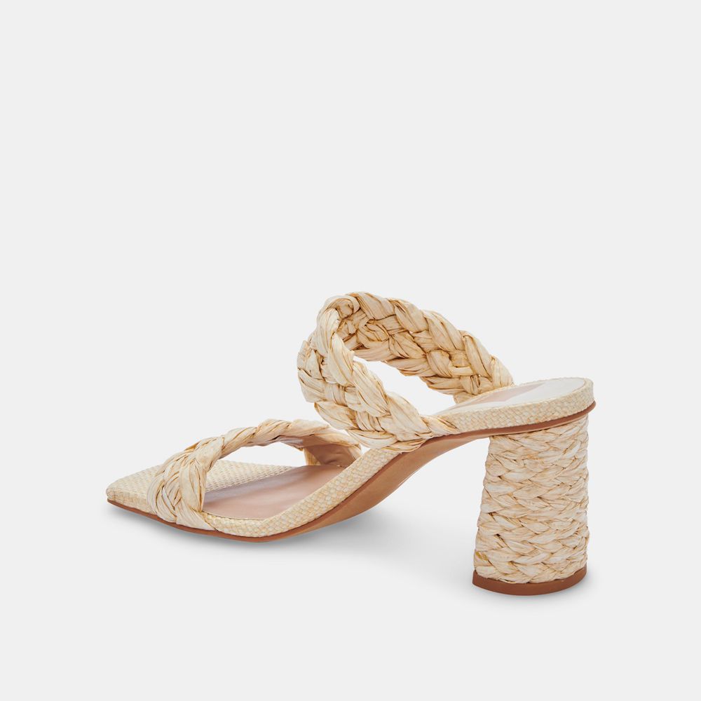 Dolce Vita Paily Raffia Raffia Women Heels Sandals Cream | US-134270PVJ