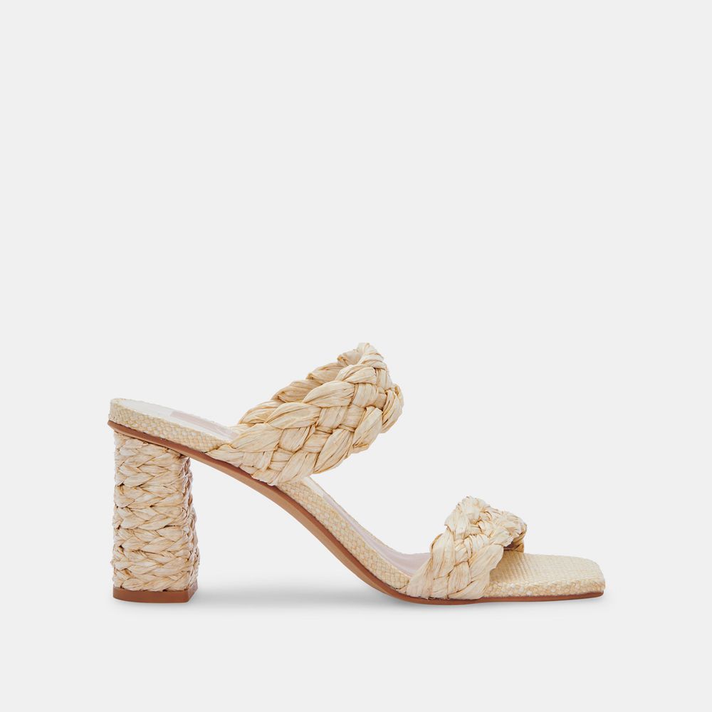 Dolce Vita Paily Raffia Raffia Women Heels Sandals Cream | US-134270PVJ