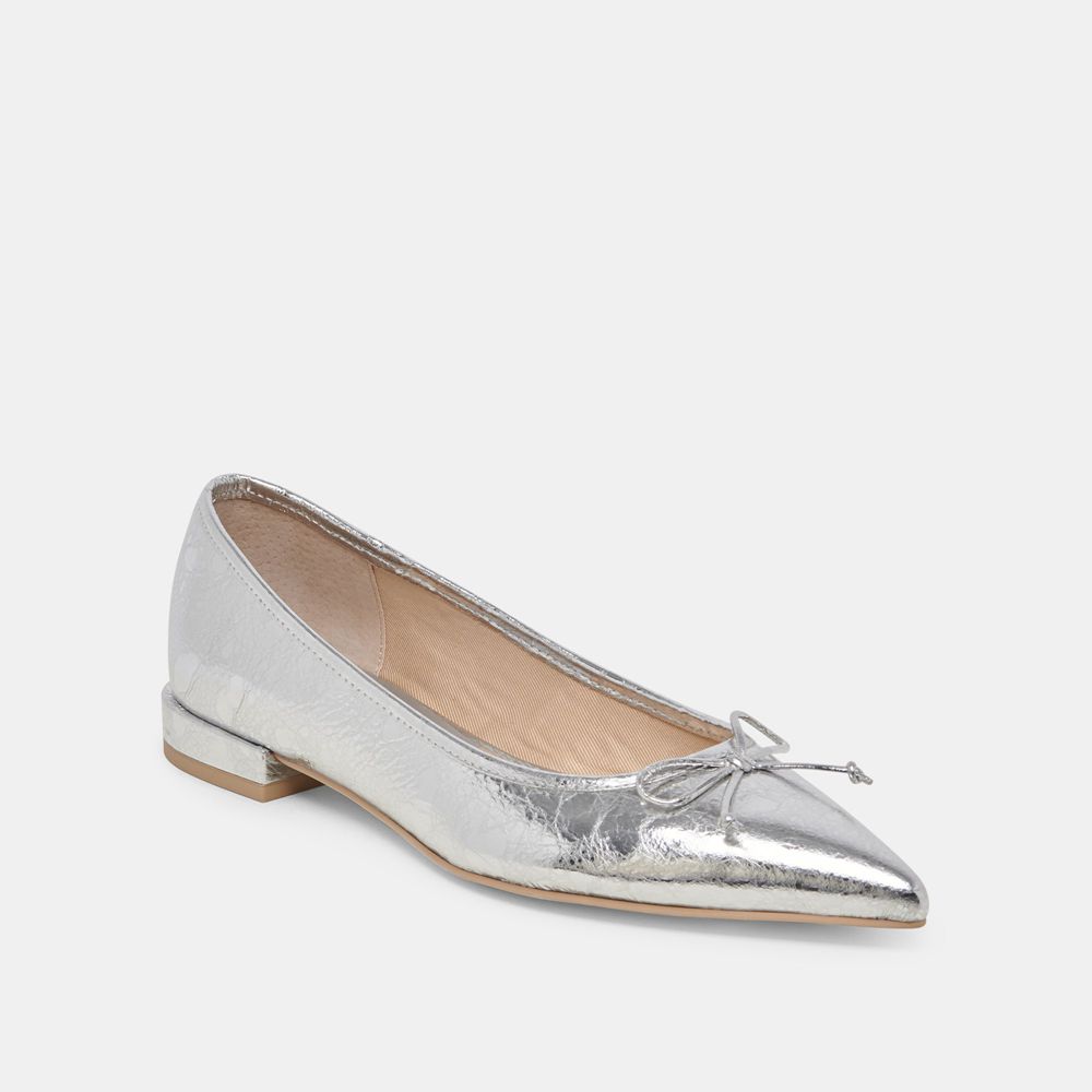 Dolce Vita Palani Leather Women Ballet Flats Silver | US-671324ZNM