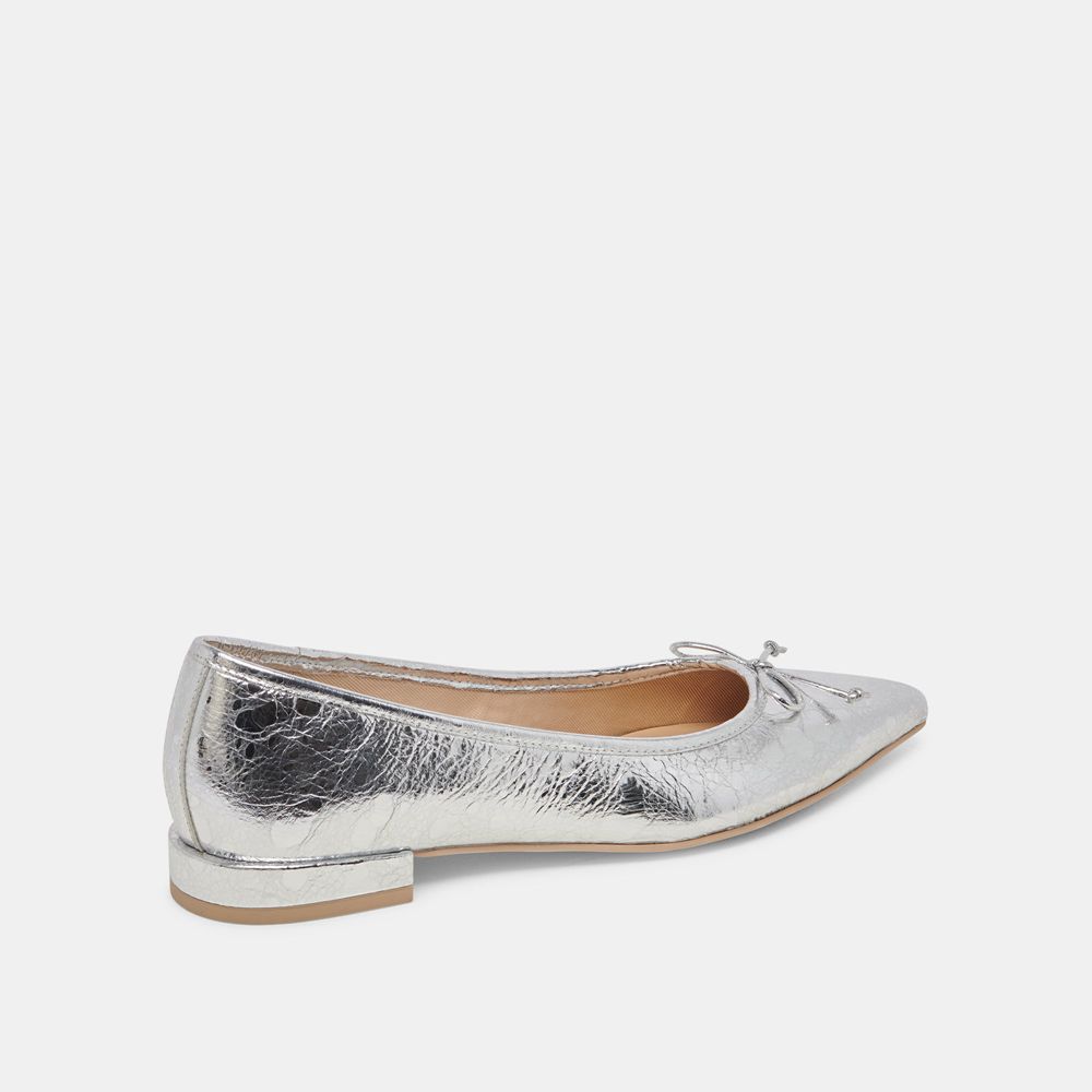 Dolce Vita Palani Leather Women Ballet Flats Silver | US-671324ZNM