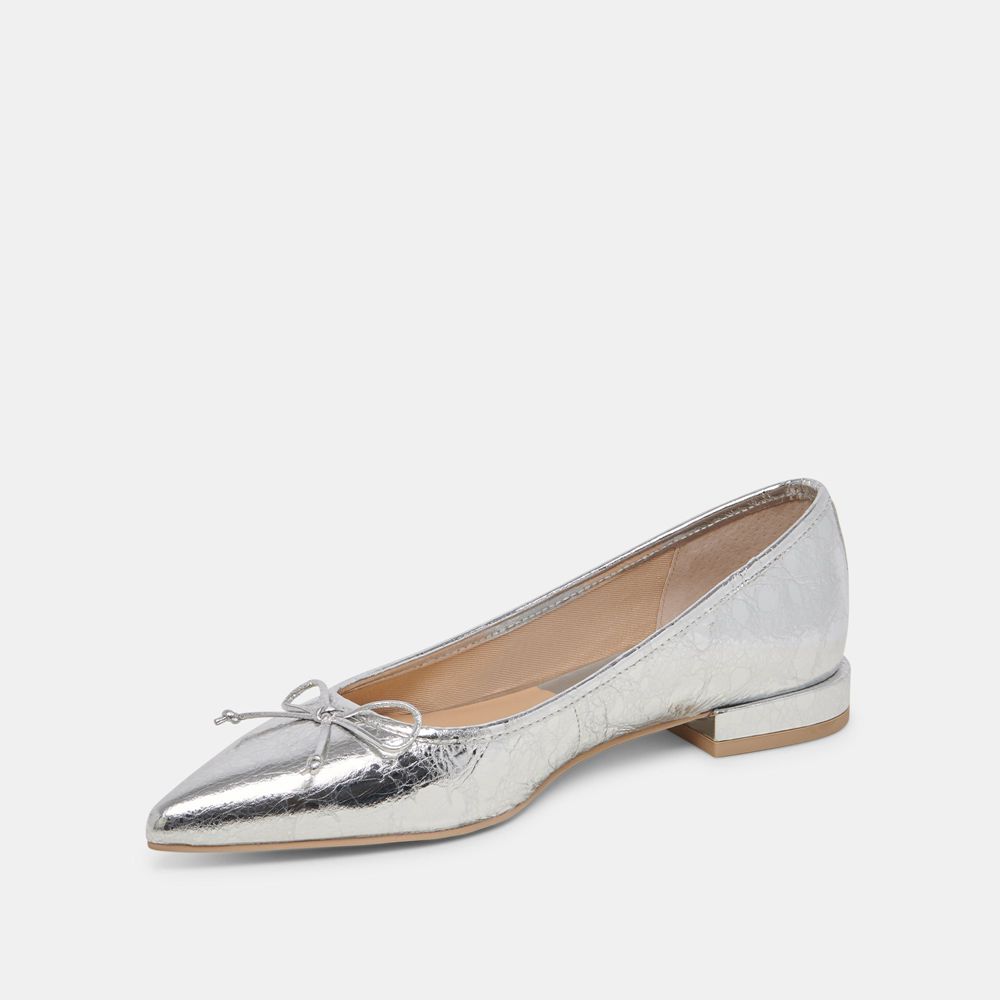 Dolce Vita Palani Leather Women Ballet Flats Silver | US-671324ZNM