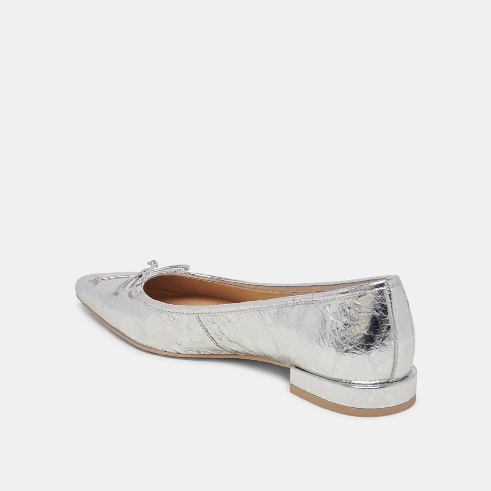 Dolce Vita Palani Leather Women Ballet Flats Silver | US-671324ZNM