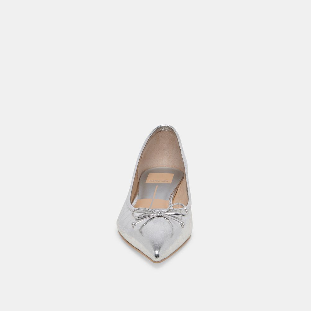 Dolce Vita Palani Leather Women Ballet Flats Silver | US-671324ZNM