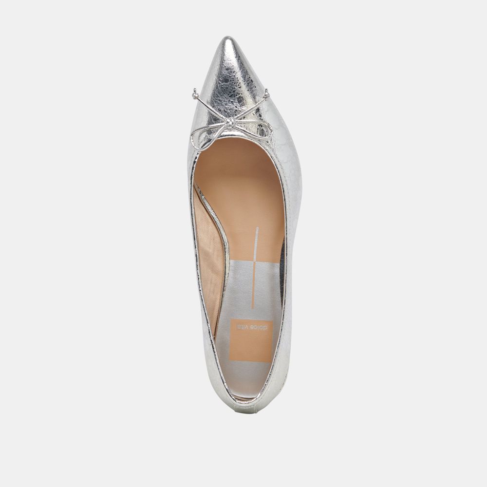 Dolce Vita Palani Leather Women Ballet Flats Silver | US-671324ZNM