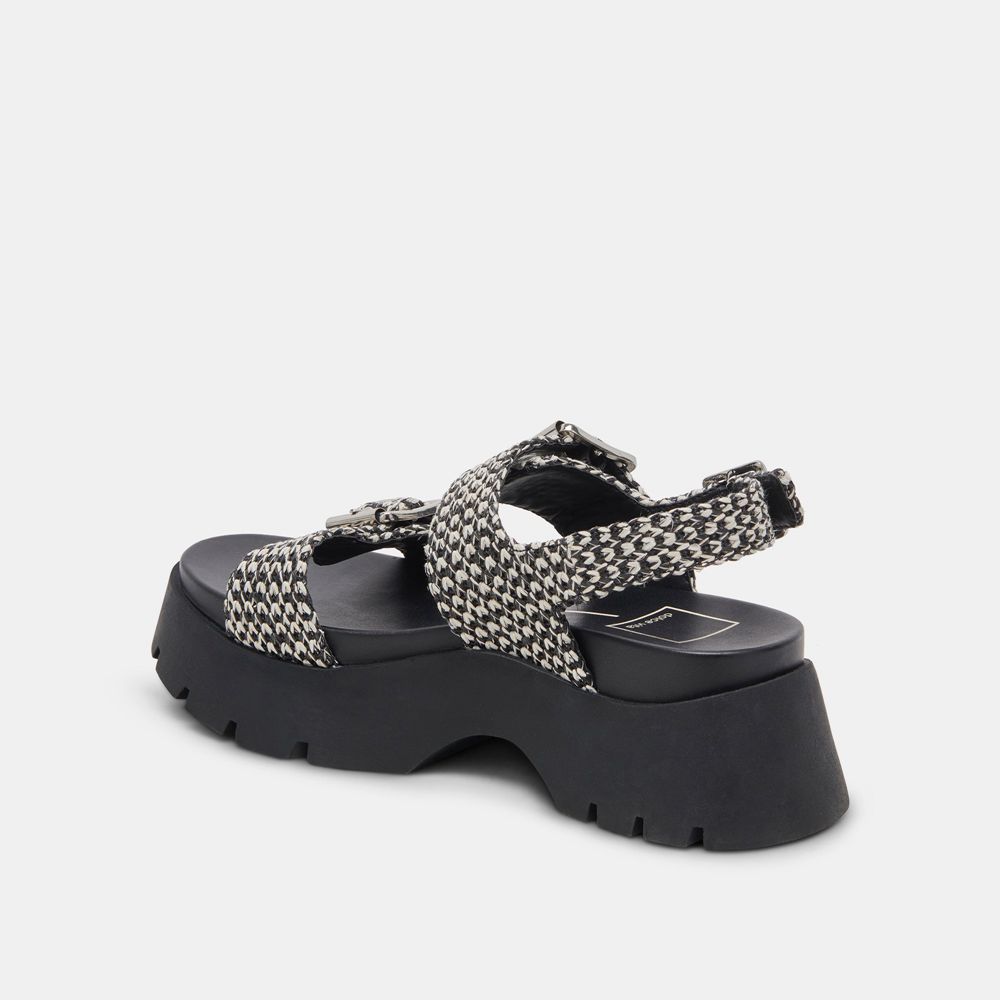 Dolce Vita Palda Raffia Women Sandals Black | US-509428MSZ