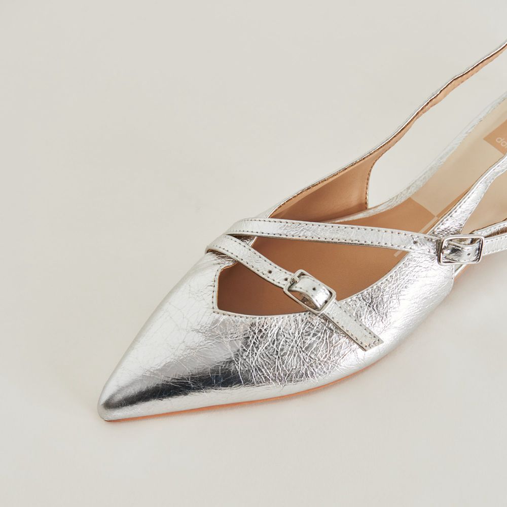 Dolce Vita Pamla Crinkle Patent Women Flats Silver | US-401782YXT