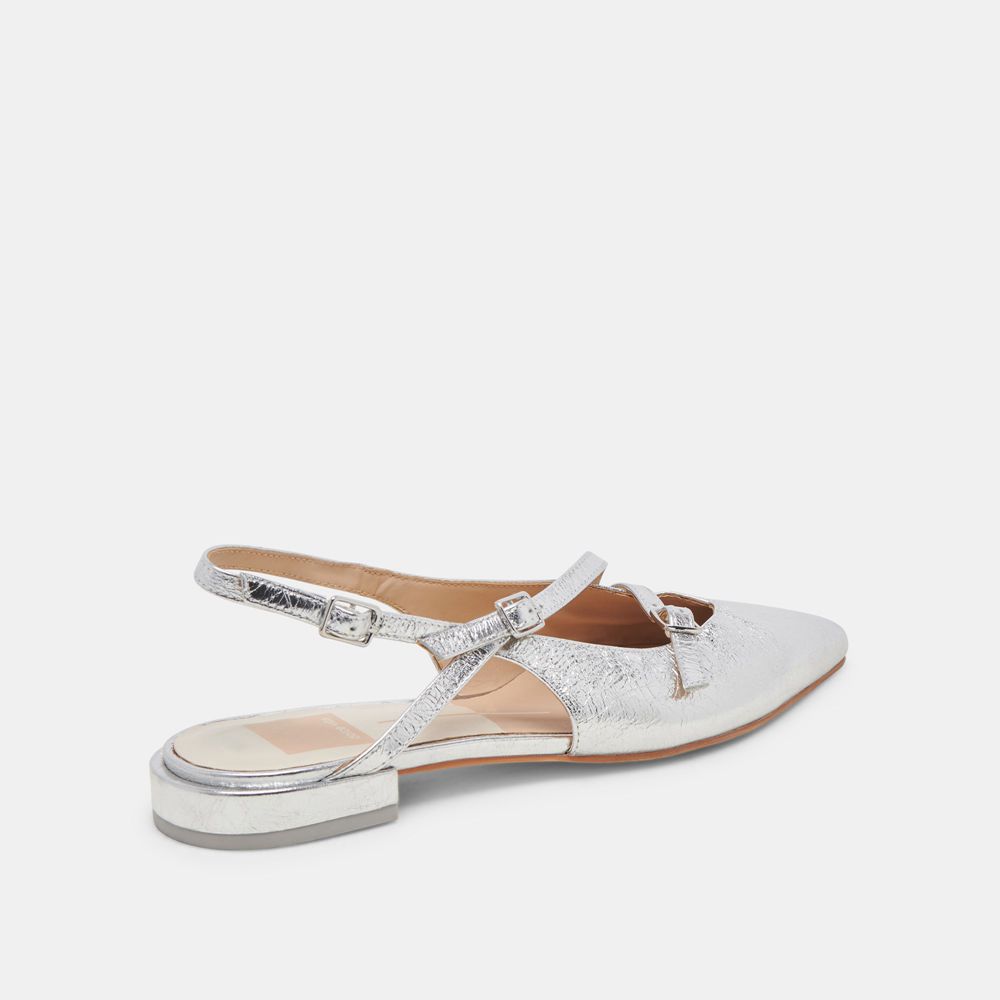 Dolce Vita Pamla Crinkle Patent Women Flats Silver | US-401782YXT