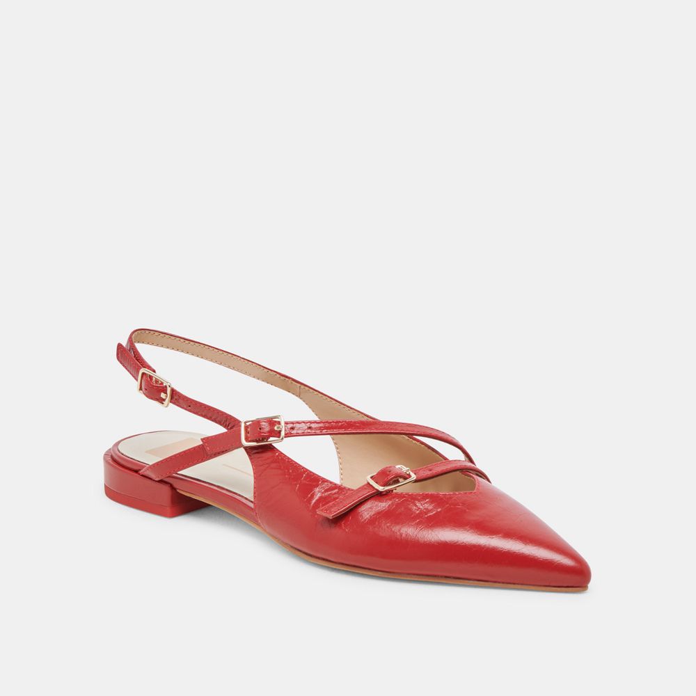 Dolce Vita Pamla Crinkle Patent Women Flats Red | US-284971KVX