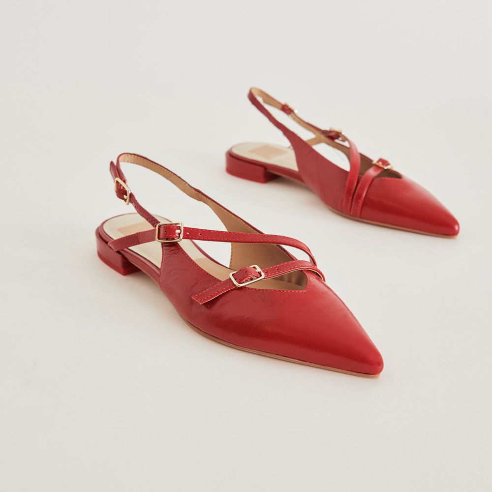 Dolce Vita Pamla Crinkle Patent Women Flats Red | US-284971KVX