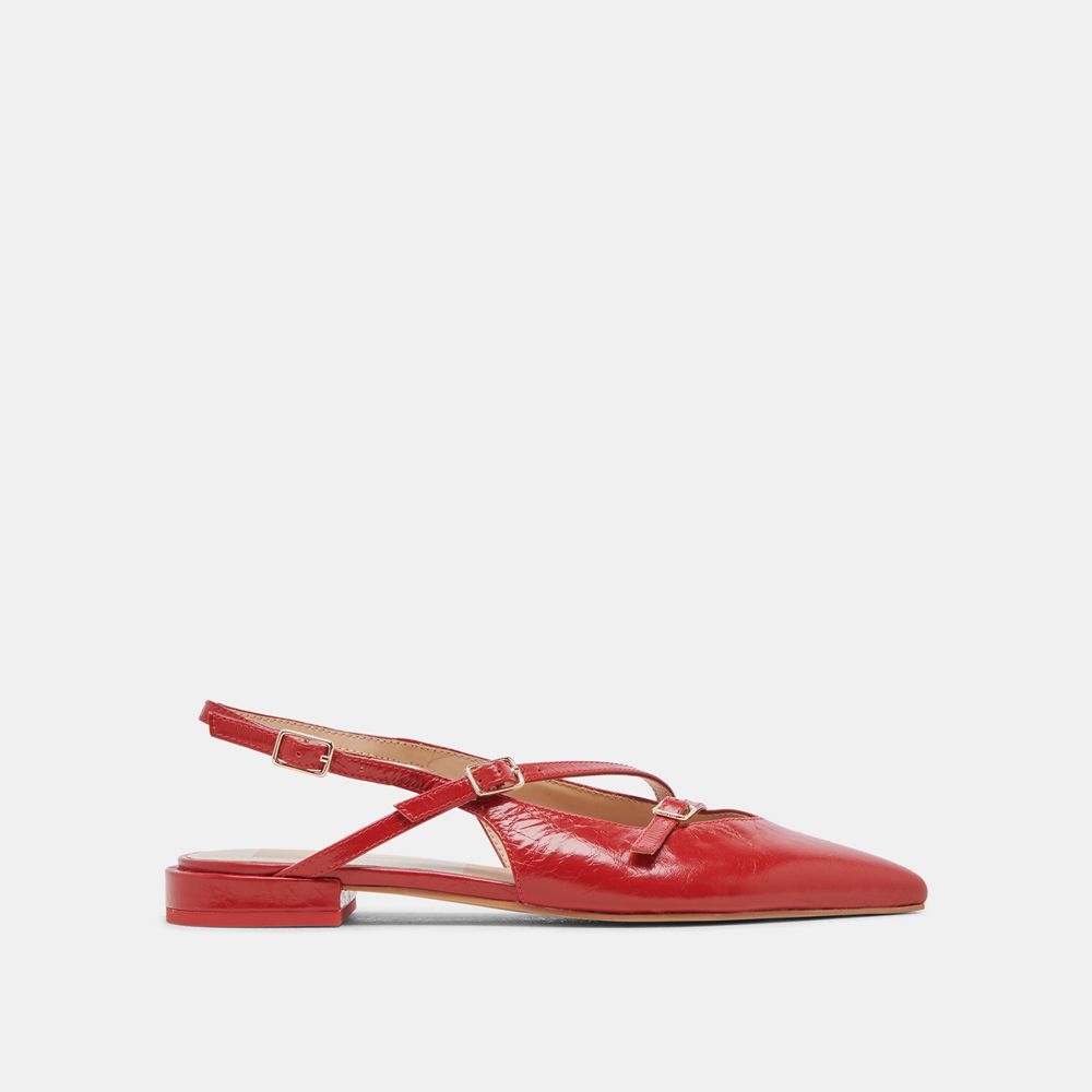 Dolce Vita Pamla Crinkle Patent Women Flats Red | US-284971KVX