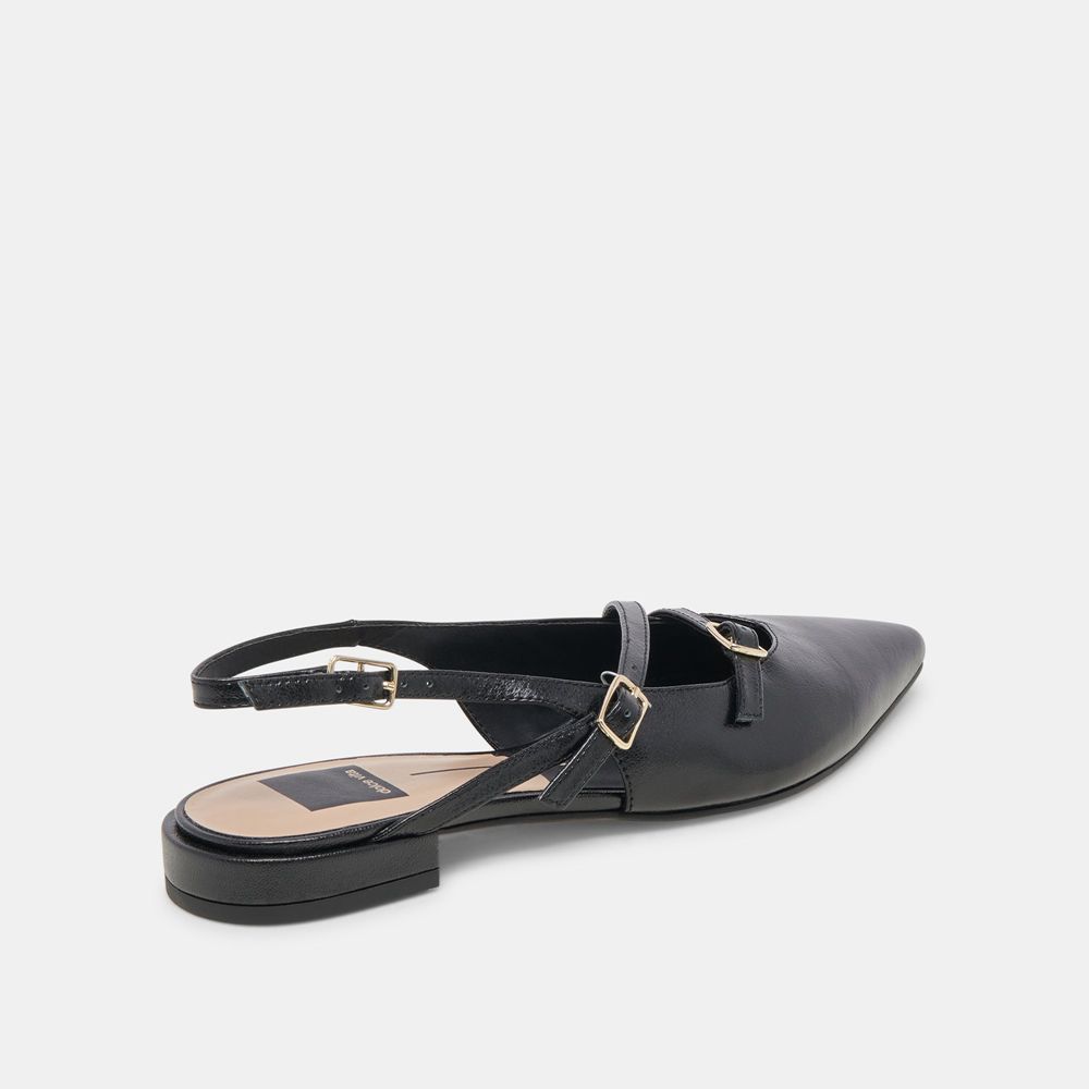 Dolce Vita Pamla Crinkle Patent Women Flats Black | US-538147BPZ