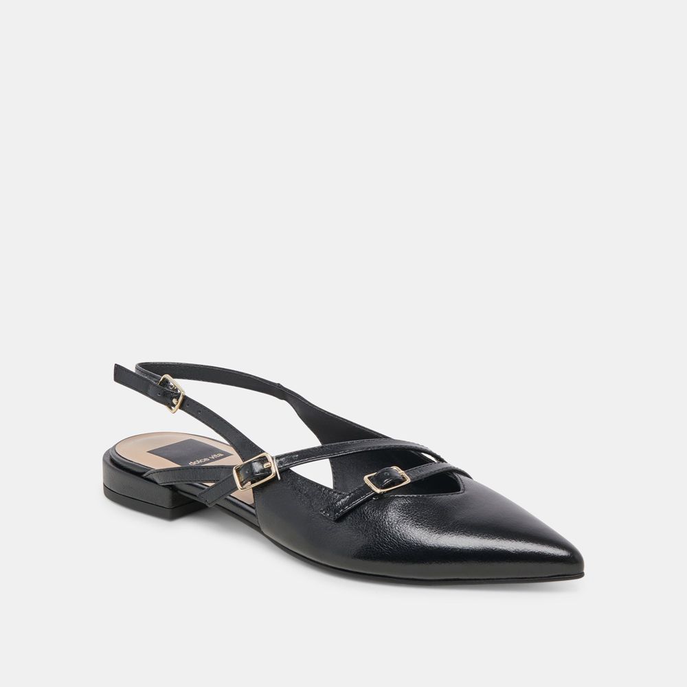 Dolce Vita Pamla Crinkle Patent Women Flats Black | US-538147BPZ