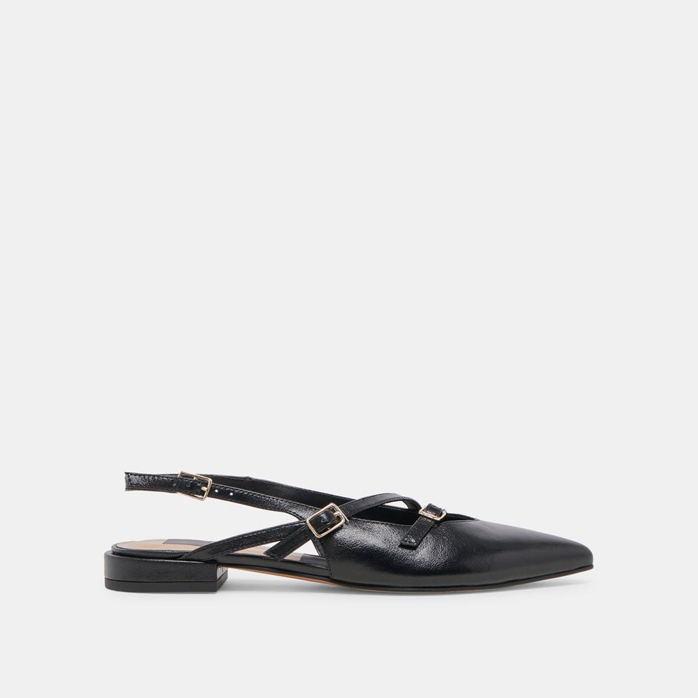 Dolce Vita Pamla Crinkle Patent Women Flats Black | US-538147BPZ