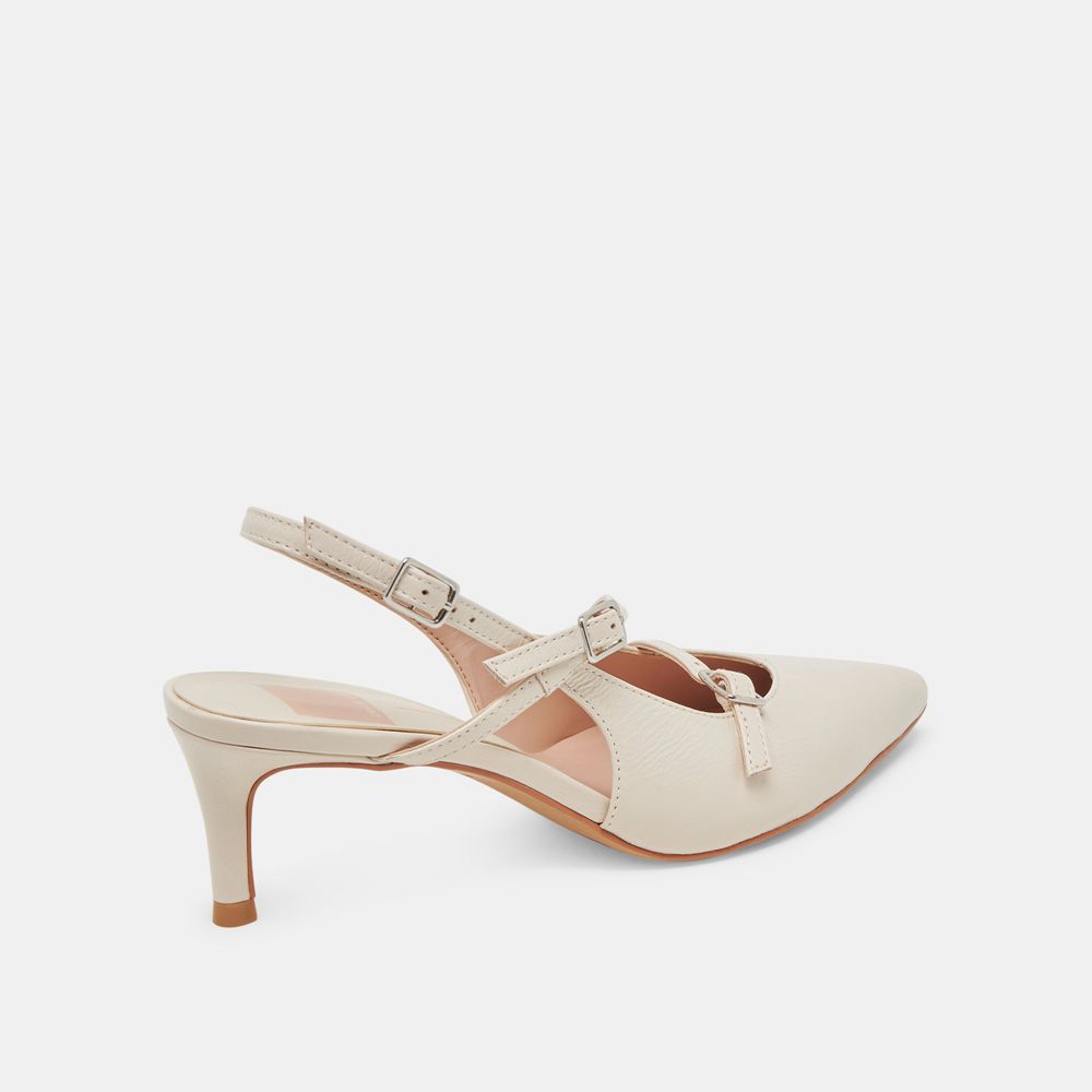 Dolce Vita Pamla Mid Crinkle Patent Women Heels Cream | US-872495ETC