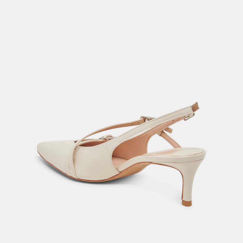 Dolce Vita Pamla Mid Crinkle Patent Women Heels Cream | US-872495ETC