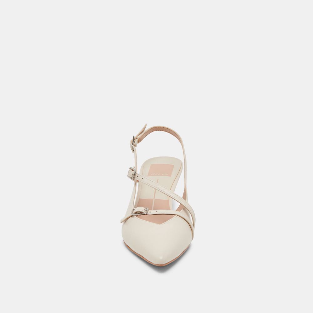 Dolce Vita Pamla Mid Crinkle Patent Women Heels Cream | US-872495ETC