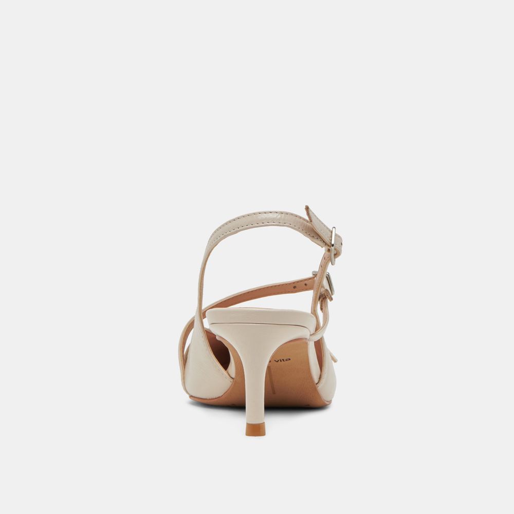 Dolce Vita Pamla Mid Crinkle Patent Women Heels Cream | US-872495ETC