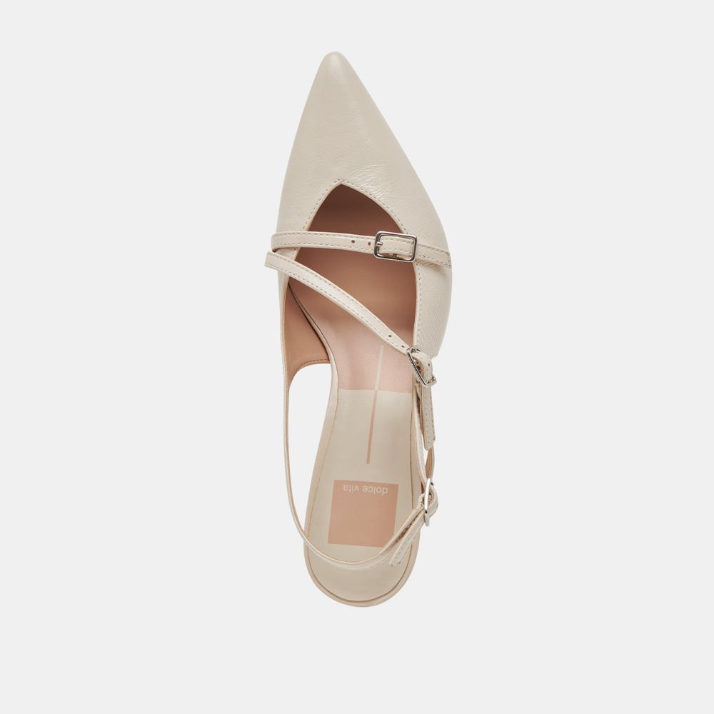 Dolce Vita Pamla Mid Crinkle Patent Women Heels Cream | US-872495ETC