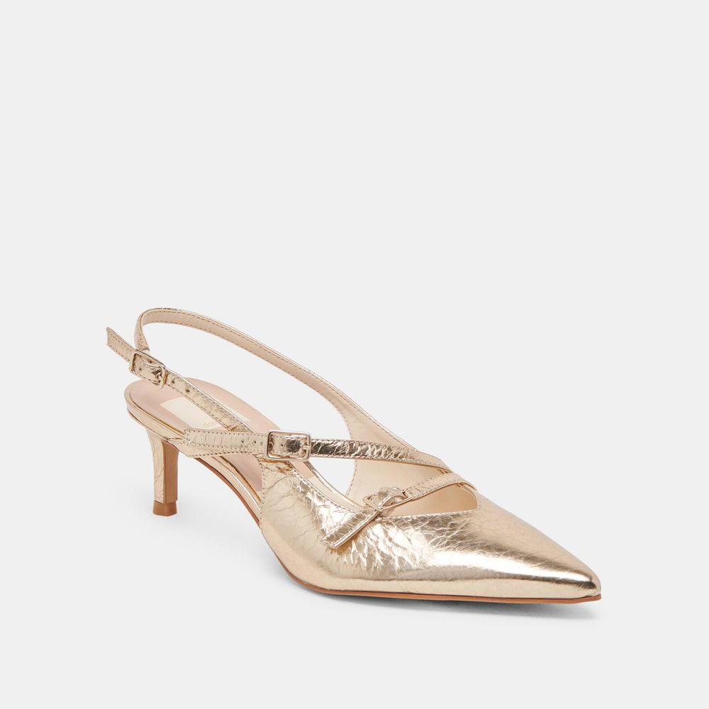 Dolce Vita Pamla Mid Leather Women Heels Light Gold | US-346512YSG