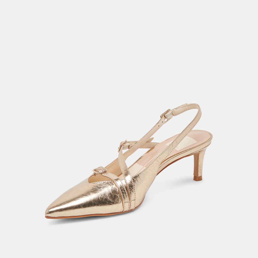 Dolce Vita Pamla Mid Leather Women Heels Light Gold | US-346512YSG