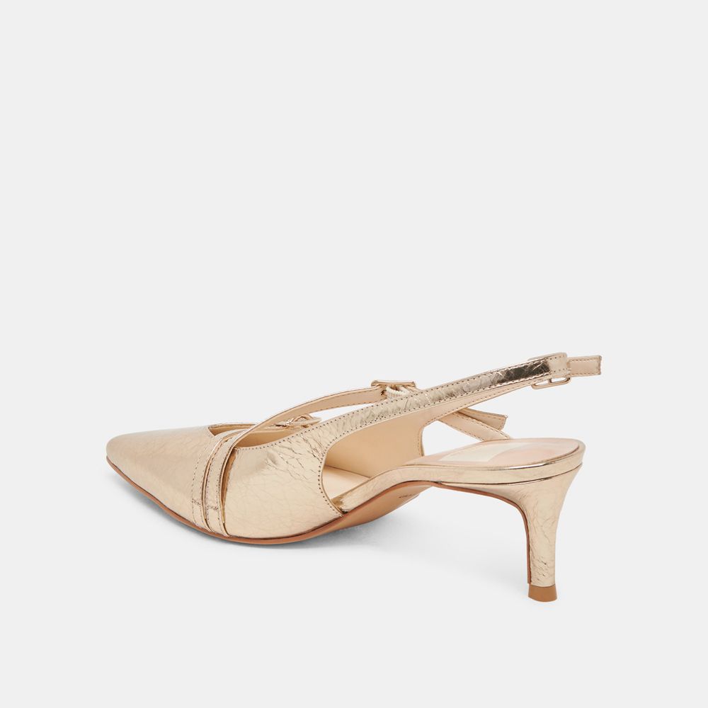 Dolce Vita Pamla Mid Leather Women Heels Light Gold | US-346512YSG