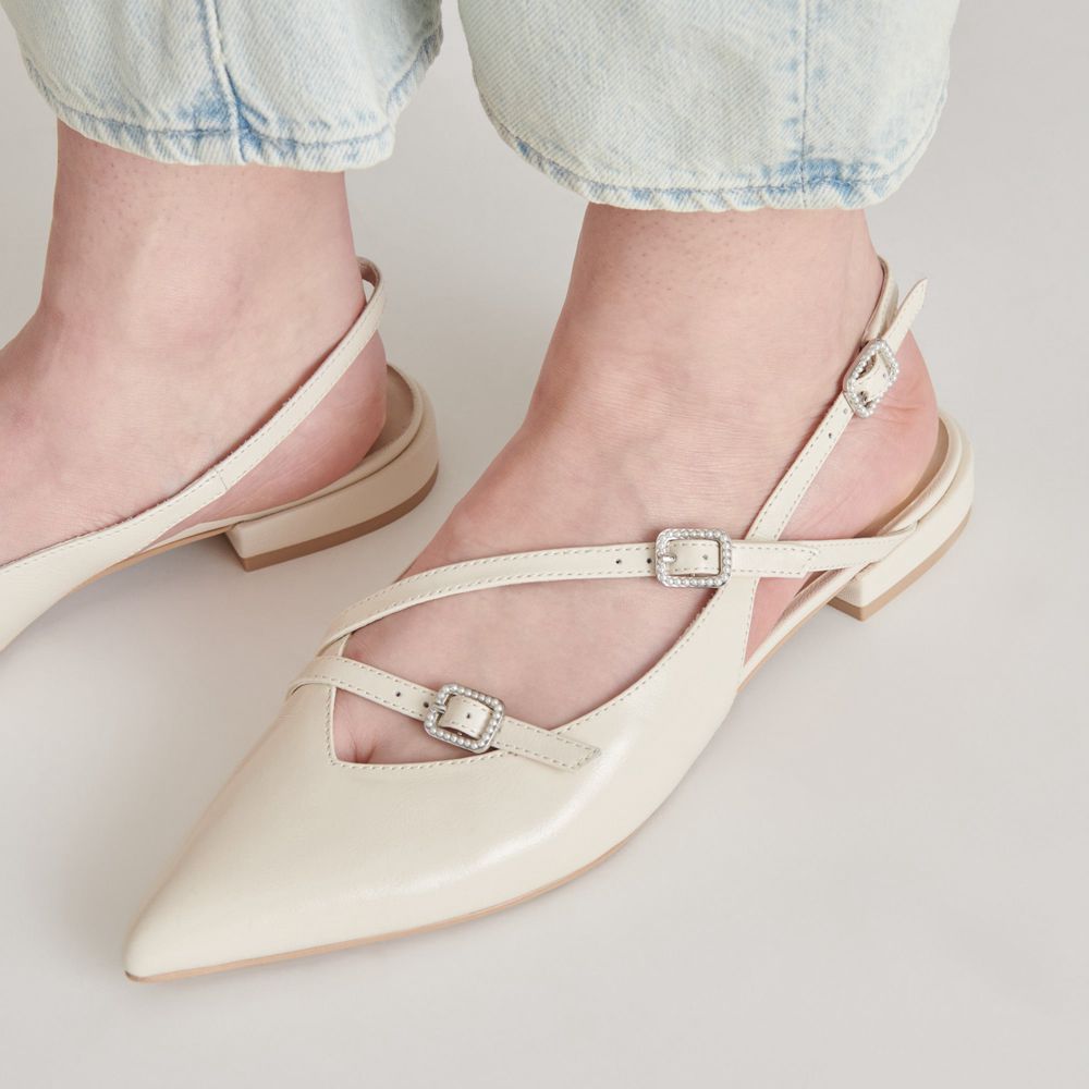 Dolce Vita Pamla Pearl Crinkle Patent Women Flats Cream | US-901586PDT