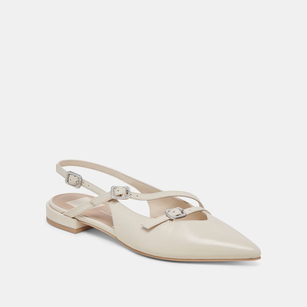 Dolce Vita Pamla Pearl Crinkle Patent Women Flats Cream | US-901586PDT