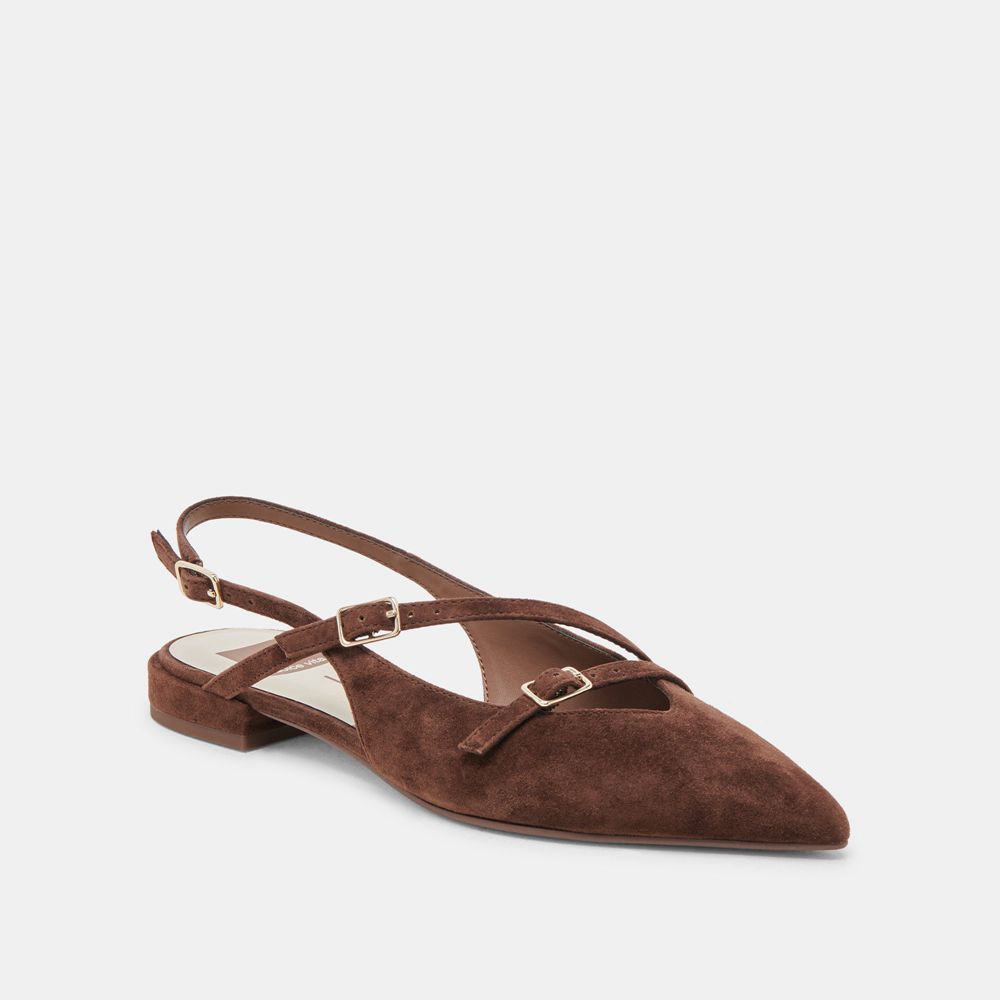 Dolce Vita Pamla Suede Women Flats Dark Brown | US-832745QDL