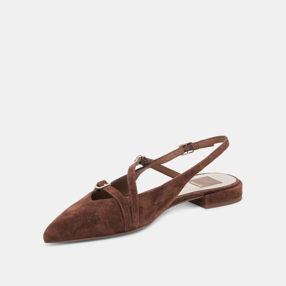 Dolce Vita Pamla Suede Women Flats Dark Brown | US-832745QDL