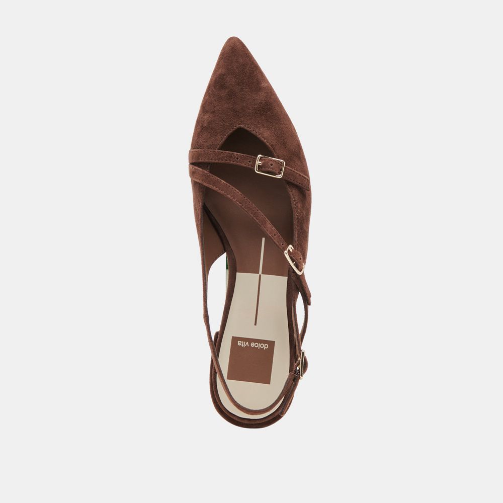 Dolce Vita Pamla Suede Women Flats Dark Brown | US-832745QDL