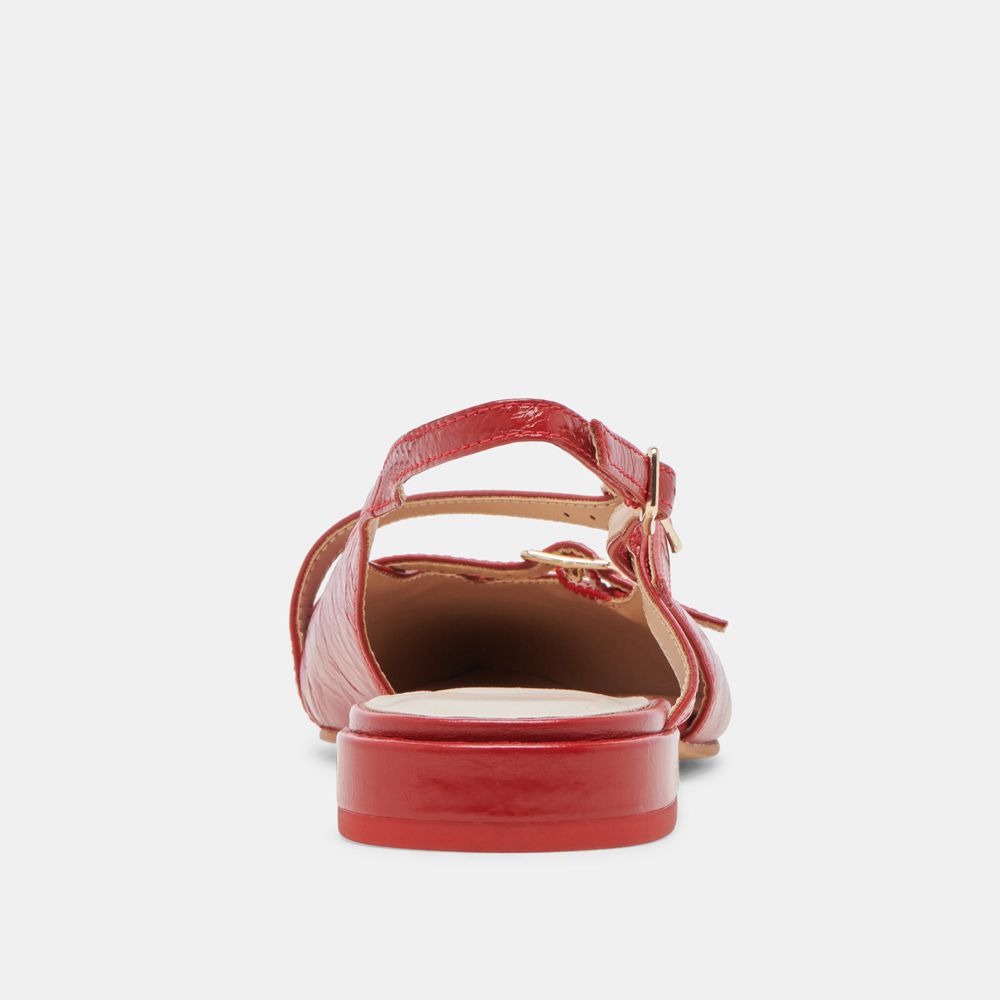 Dolce Vita Pamla Wide Crinkle Patent Women Flats Red | US-972018NGW