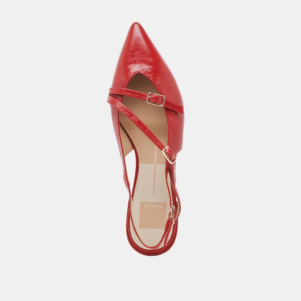 Dolce Vita Pamla Wide Crinkle Patent Women Flats Red | US-972018NGW