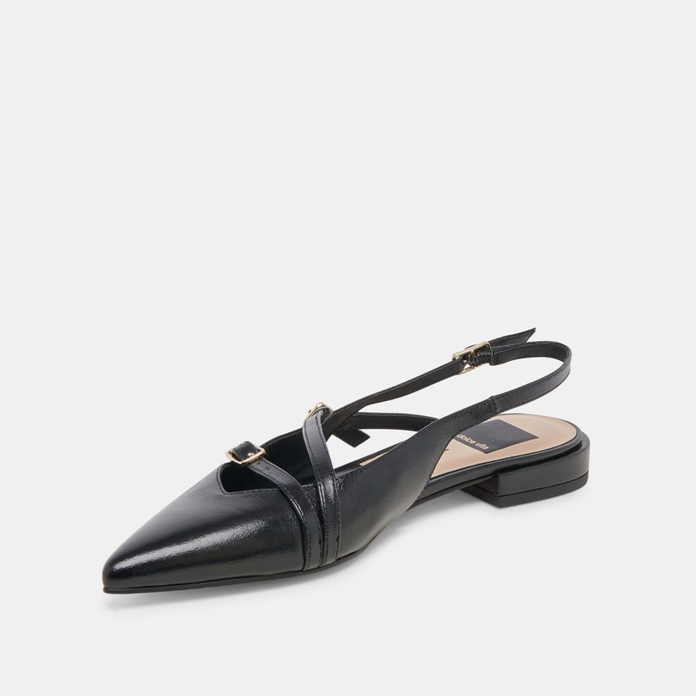 Dolce Vita Pamla Wide Crinkle Patent Women Flats Black | US-942156BCN