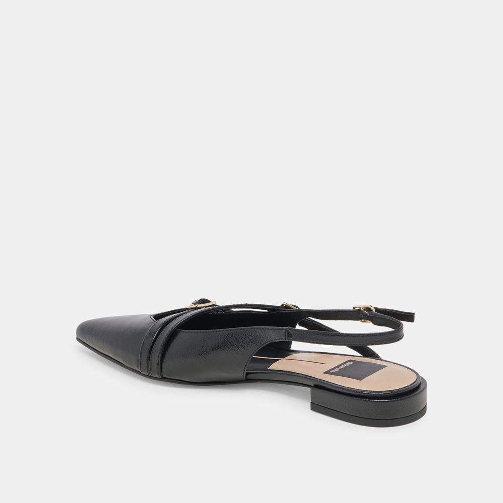 Dolce Vita Pamla Wide Crinkle Patent Women Flats Black | US-942156BCN