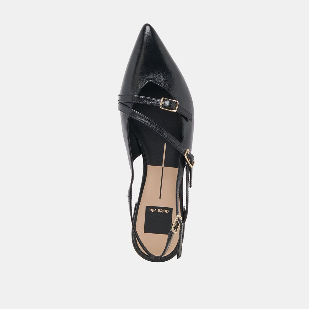 Dolce Vita Pamla Wide Crinkle Patent Women Flats Black | US-942156BCN