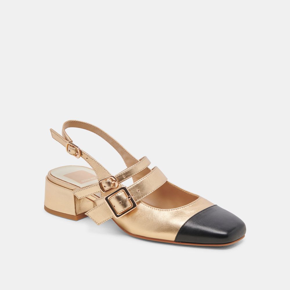 Dolce Vita Patzy Leather Women Heels Gold | US-732461QCG