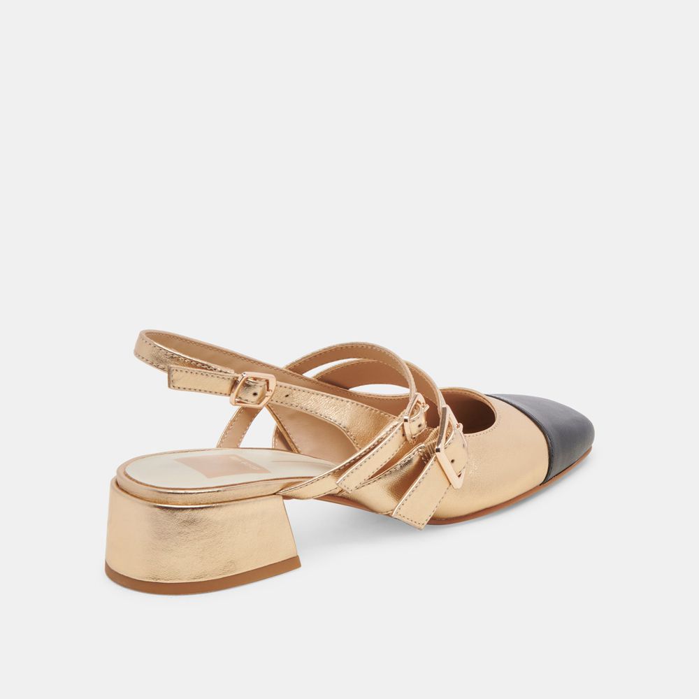 Dolce Vita Patzy Leather Women Heels Gold | US-732461QCG