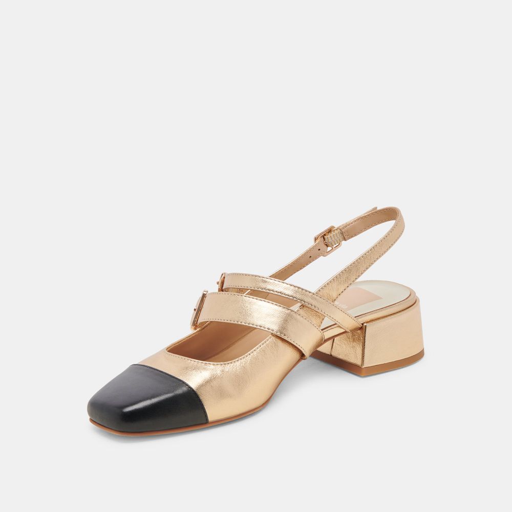 Dolce Vita Patzy Leather Women Heels Gold | US-732461QCG