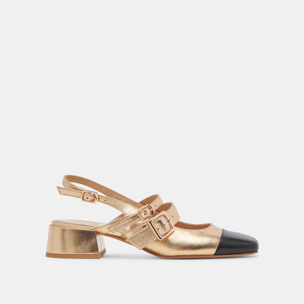 Dolce Vita Patzy Leather Women Heels Gold | US-732461QCG