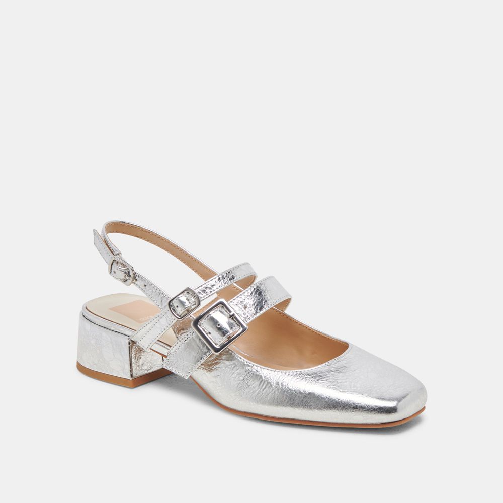 Dolce Vita Patzy Leather Women Heels Silver | US-439187YSL