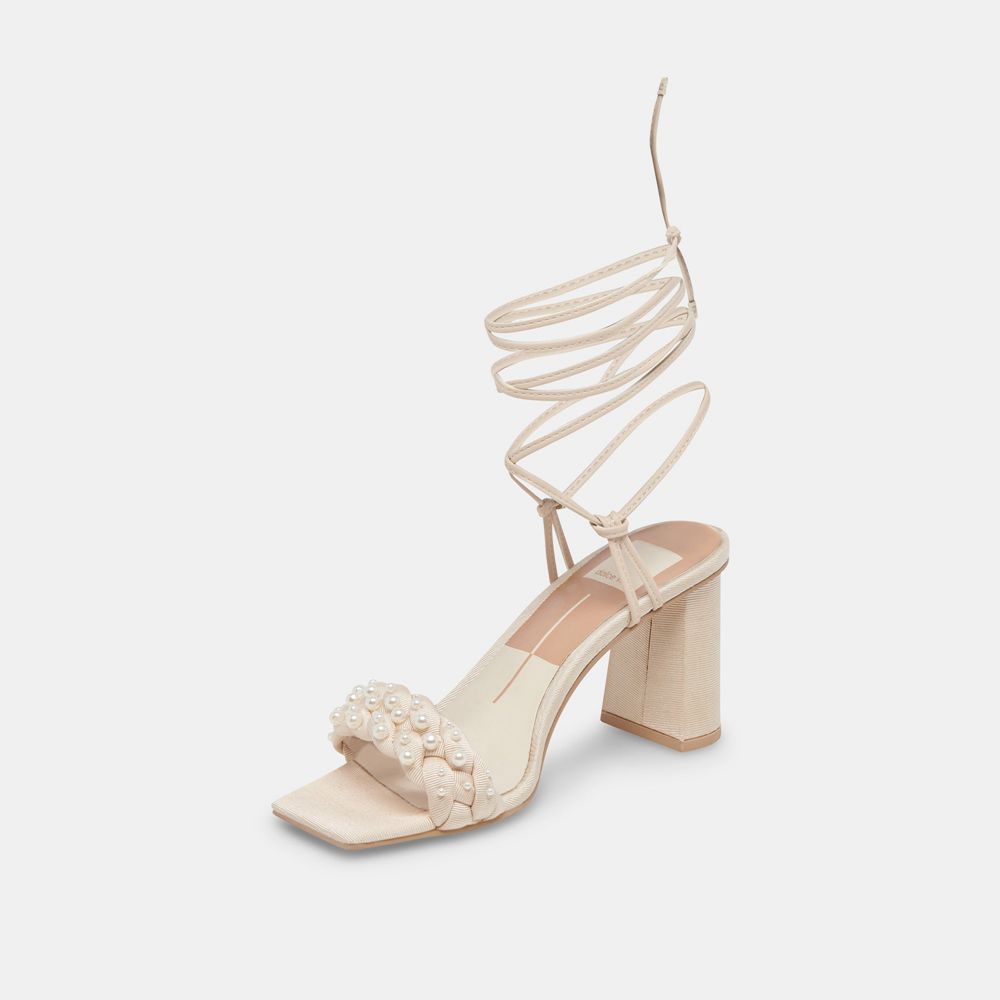 Dolce Vita Paxten Women Heels Sandals Cream | US-563718ZBJ