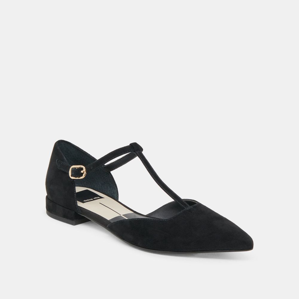 Dolce Vita Peaty Suede Women Flats Black | US-268094KMN