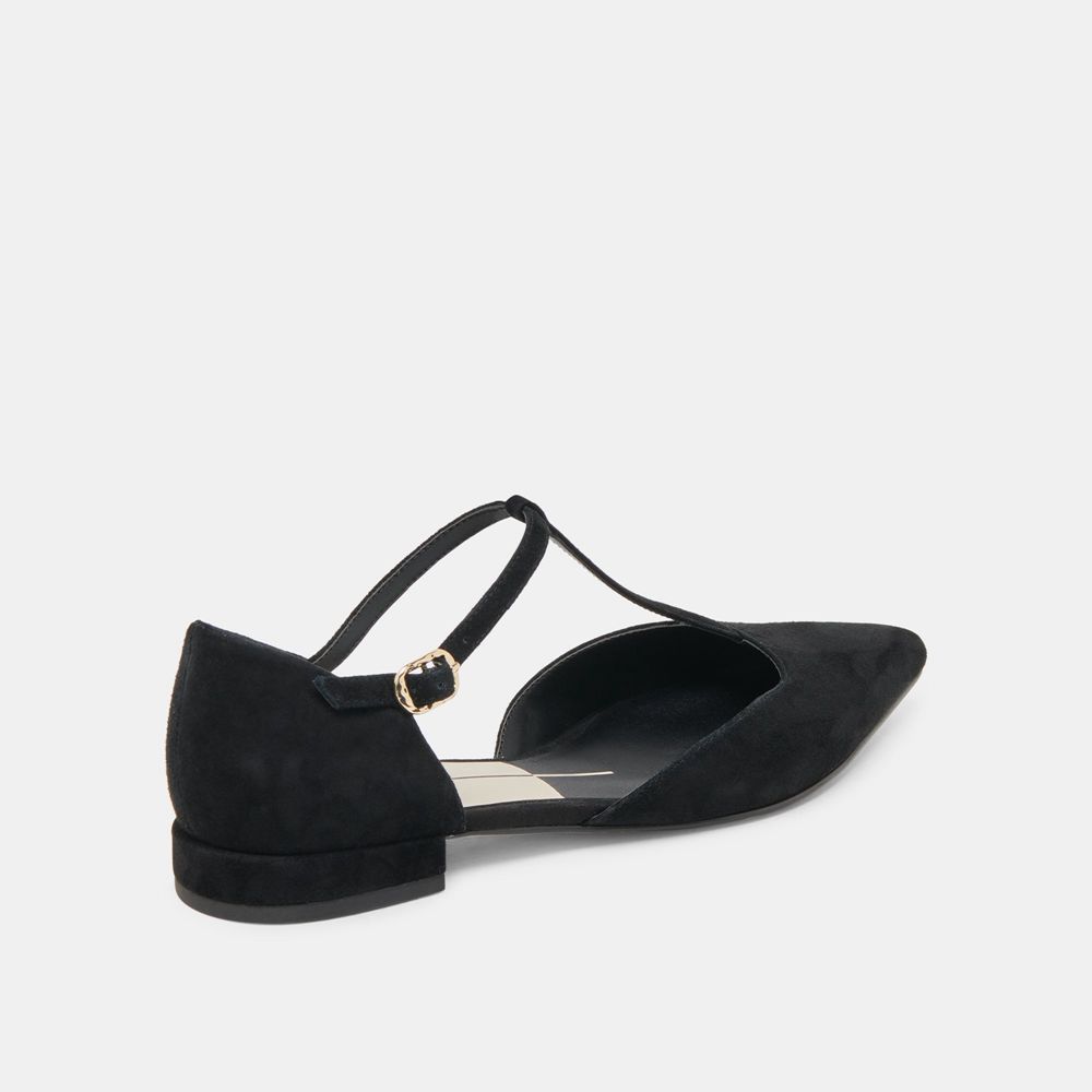 Dolce Vita Peaty Suede Women Flats Black | US-268094KMN