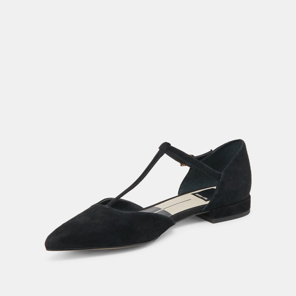 Dolce Vita Peaty Suede Women Flats Black | US-268094KMN