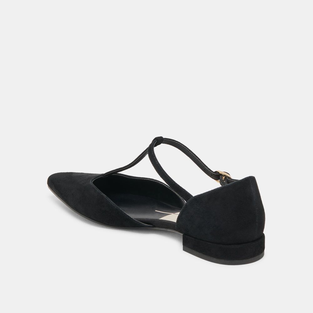 Dolce Vita Peaty Suede Women Flats Black | US-268094KMN