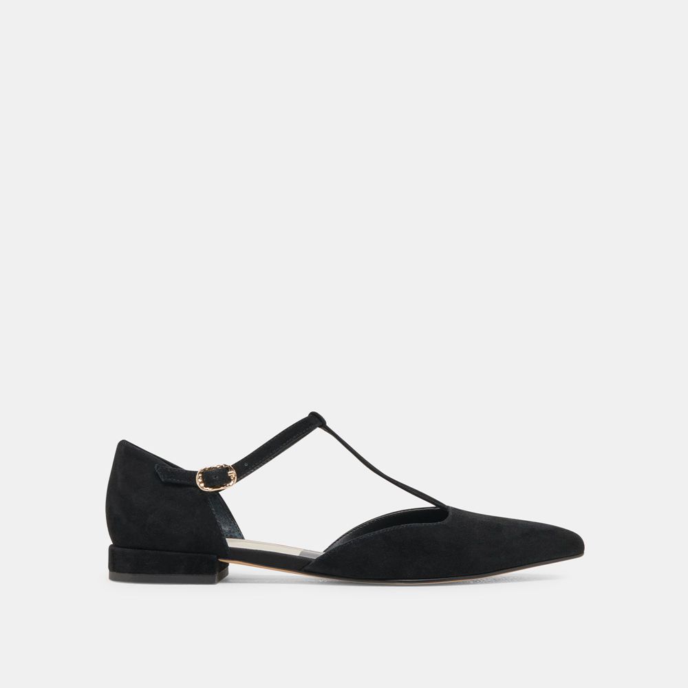 Dolce Vita Peaty Suede Women Flats Black | US-268094KMN