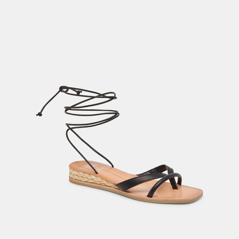 Dolce Vita Prax Leather Women Sandals Black | US-630185YQF